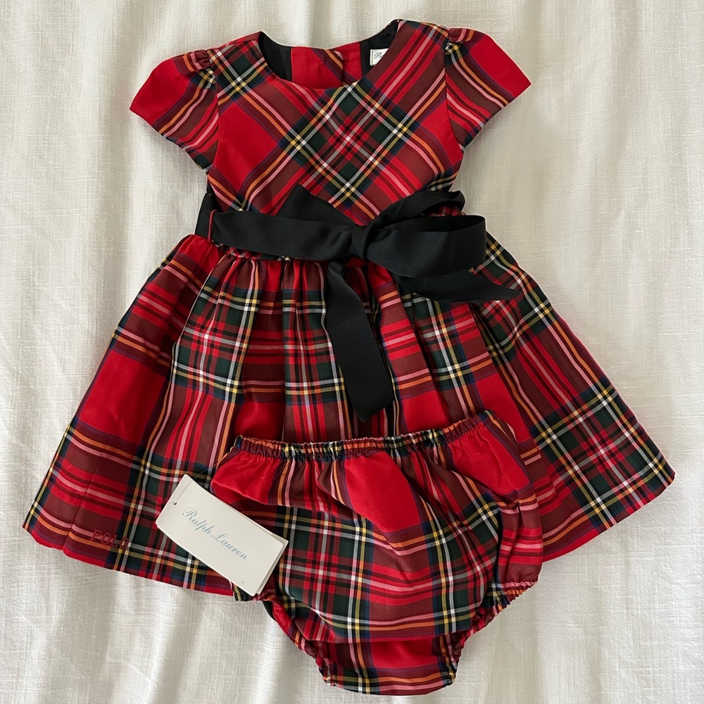 Ralph Lauren Red Plaid Kids Formal Dress